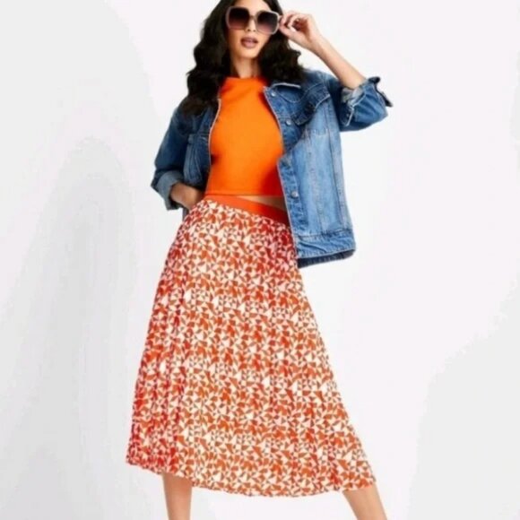 Future Collective Kahlana Barfield Brown Orange and White Women's Skirt 16/18W - Picture 1 of 6